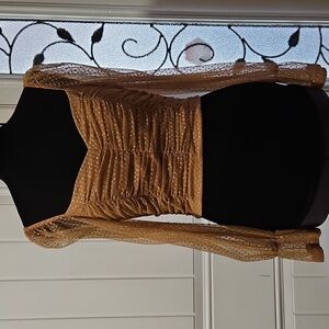 Chocolate USA Ruched Mesh Crop Top Size M Nude Gold Dots